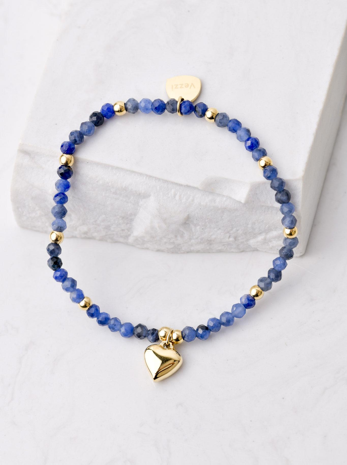 Bransoletka serce, Lapis Lazuli, złoty S105197Z04