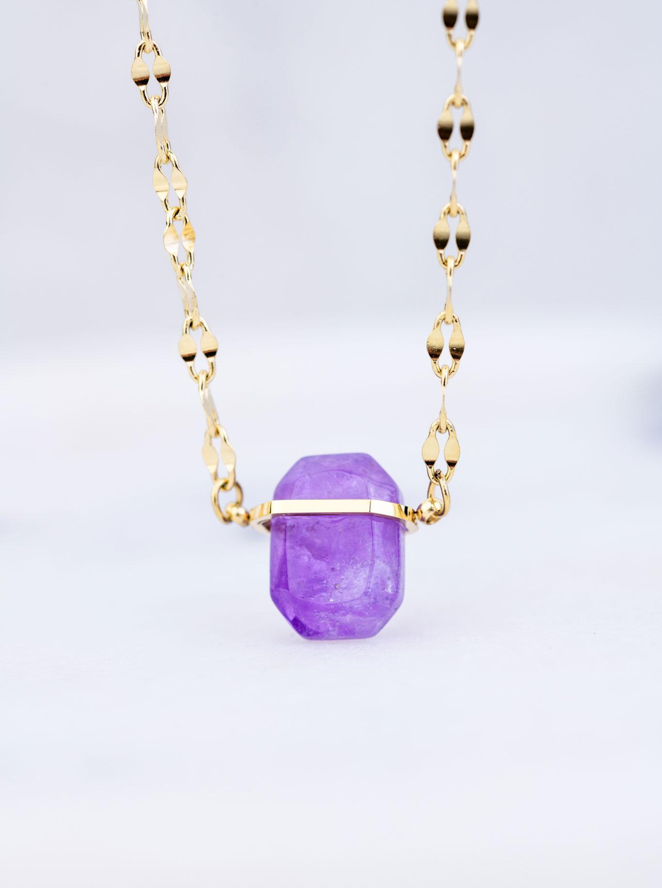 Naszyjnik Ametyst, złoty S304803Z08