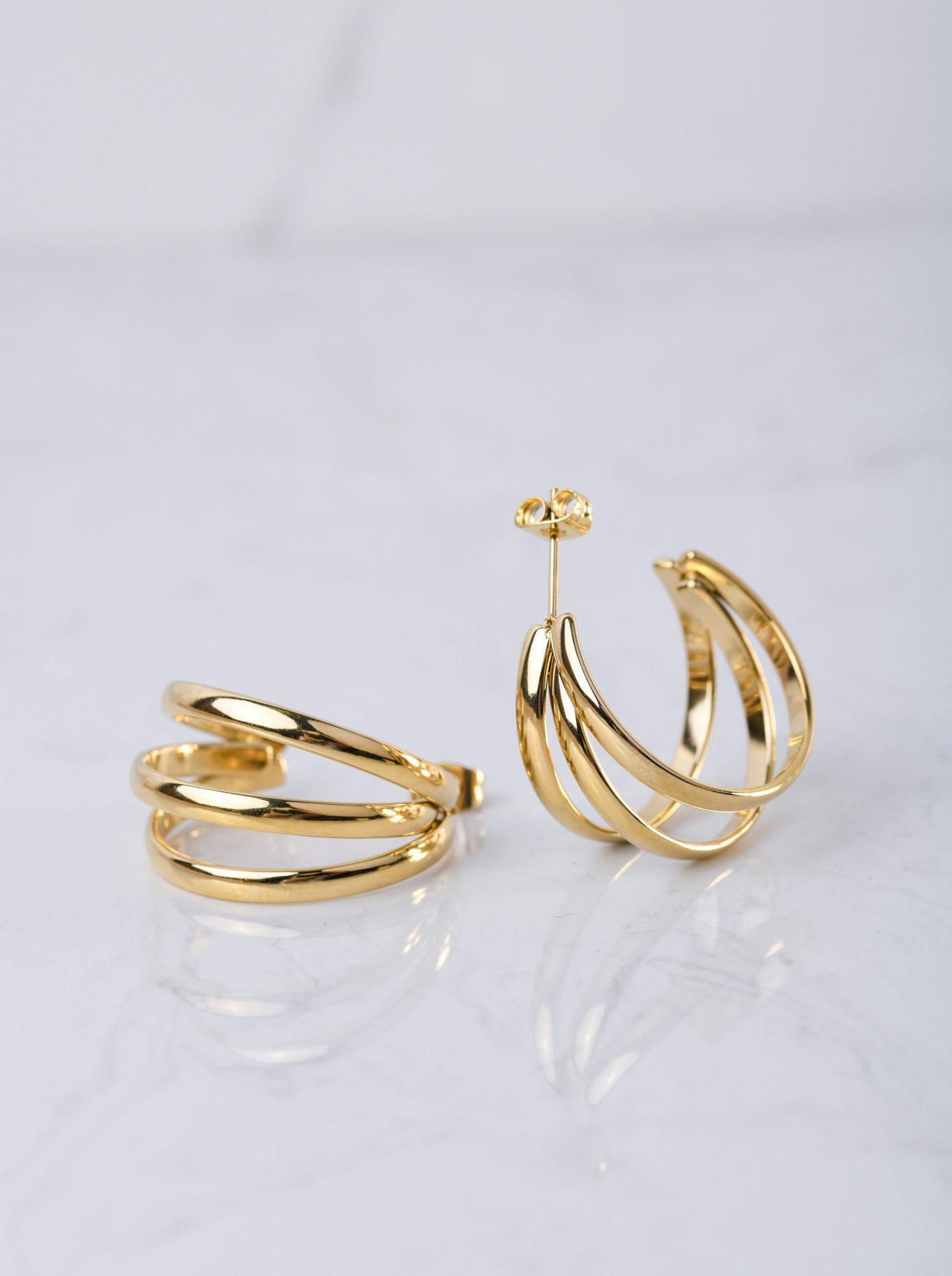 Kolczyki potrójne koła, złoty S205537Z00