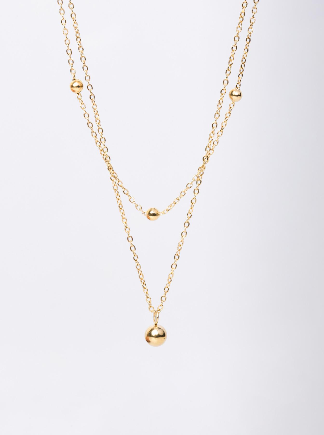 Naszyjnik podwójny, kuleczki, złoty S305385Z00