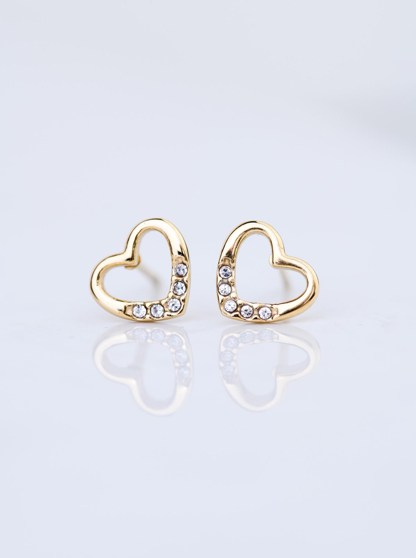 Kolczyki serduszka z kryształkami, złoty S206657Z02