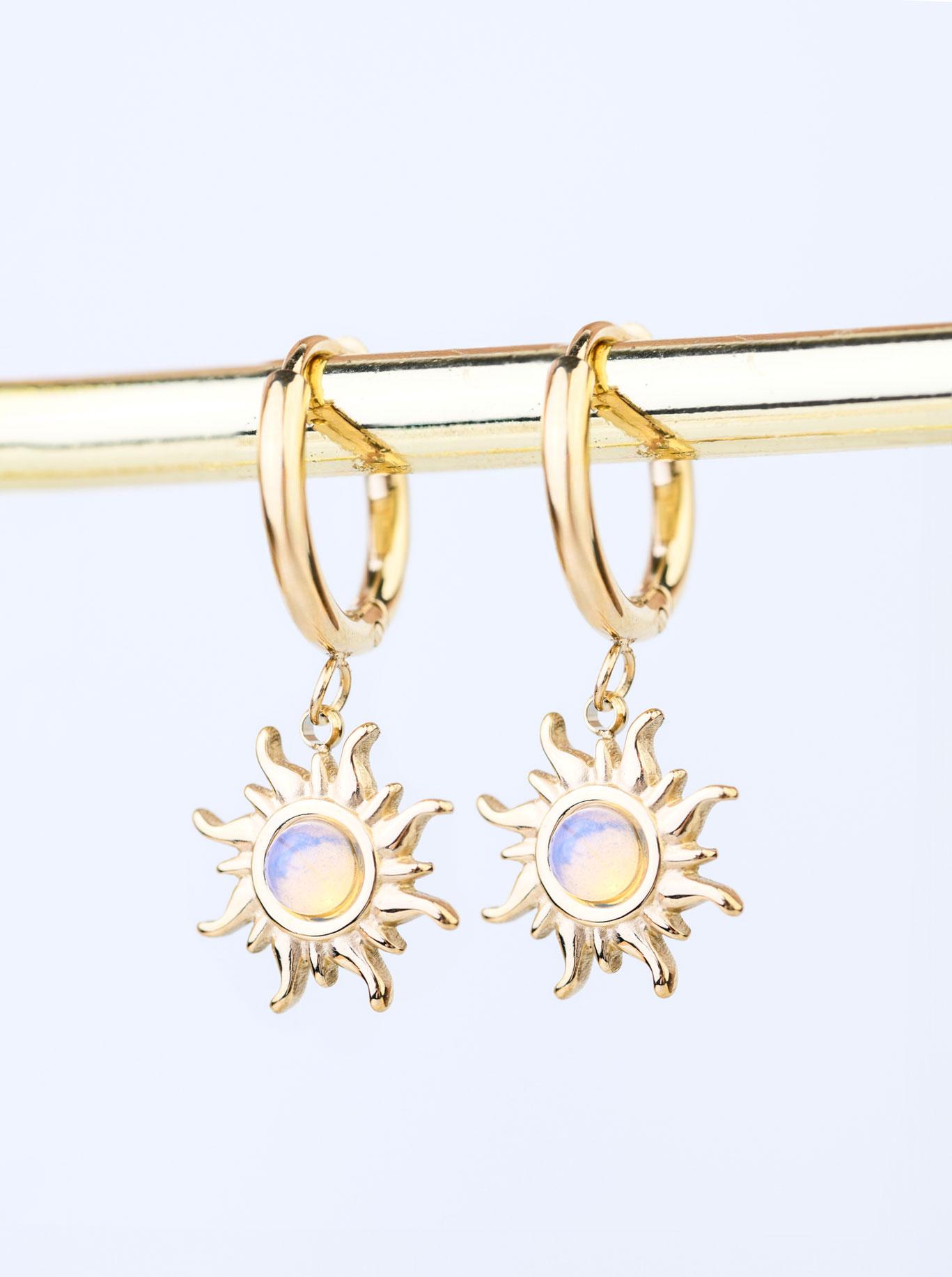 Kolczyki słoneczka, Opal, stal pozłacana S209339Z00