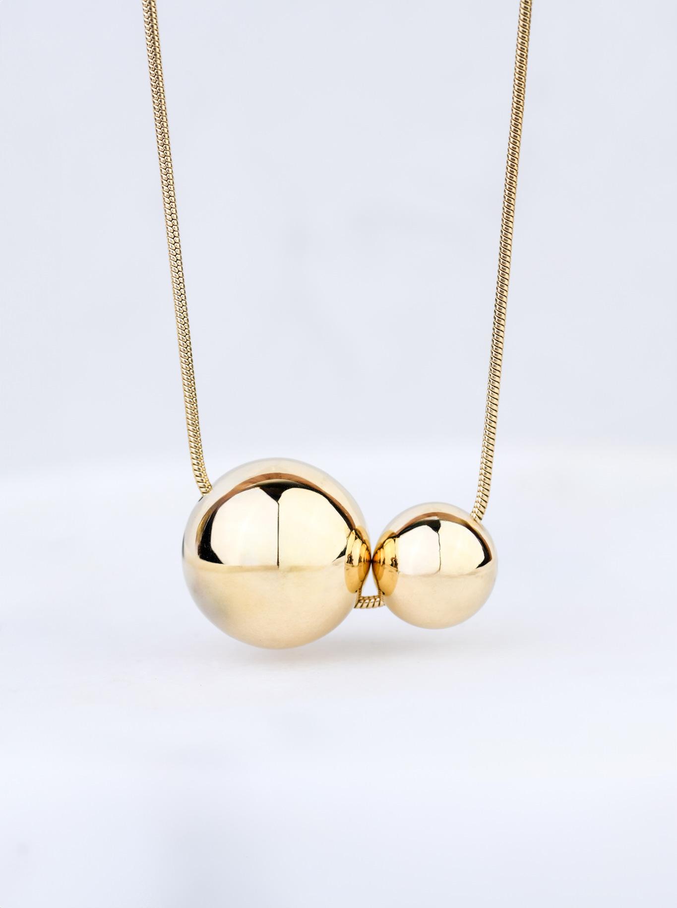 Naszyjnik dmuchane kulki, stal pozłacana S308456Z00
