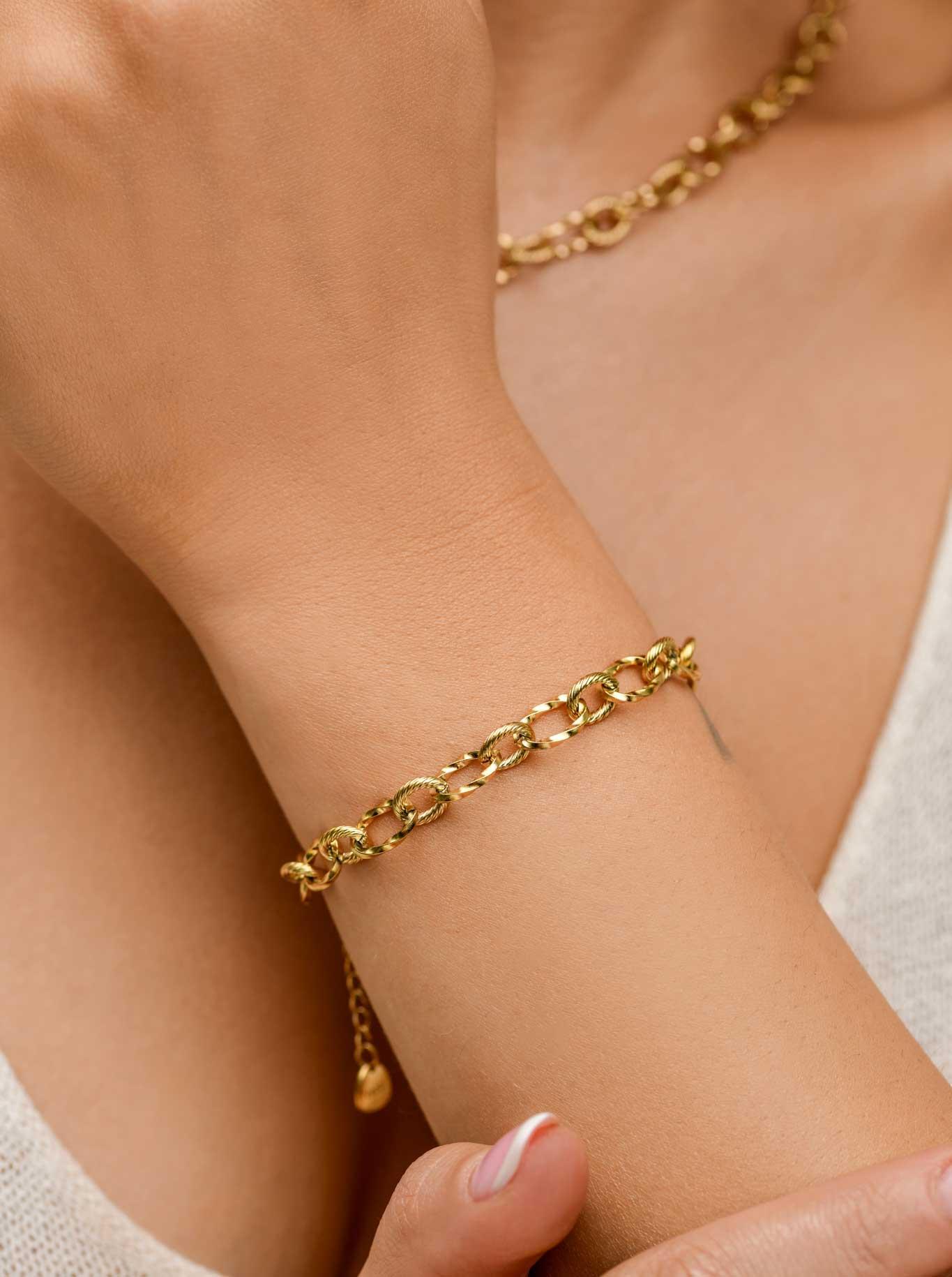 Bransoletka łańcuch, baza Charms, stal pozłacana S109745Z00