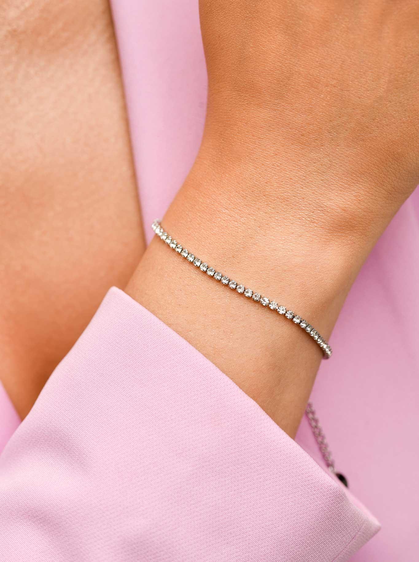 Bransoletka tenisowa, kryształki, stal S109907S00