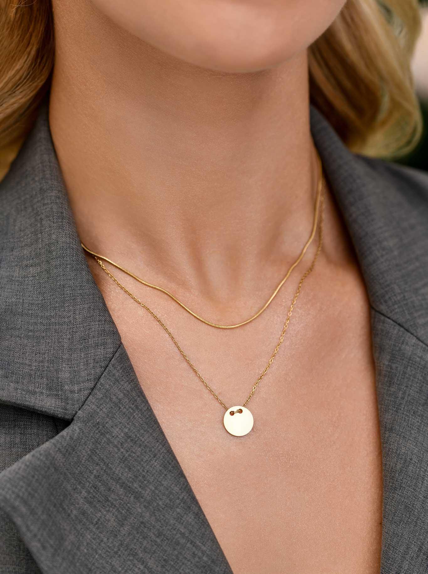 Naszyjnik podwójny, kółko, stal pozłacana S311806Z00