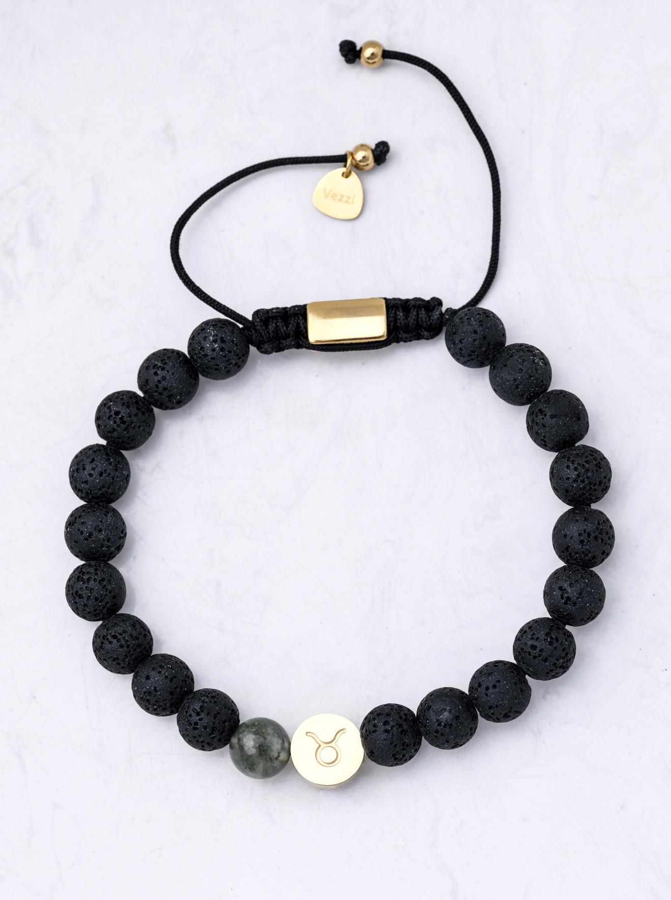 Bransoletka znak zodiaku Byk, Agat, stal pozłacana S110521Z00