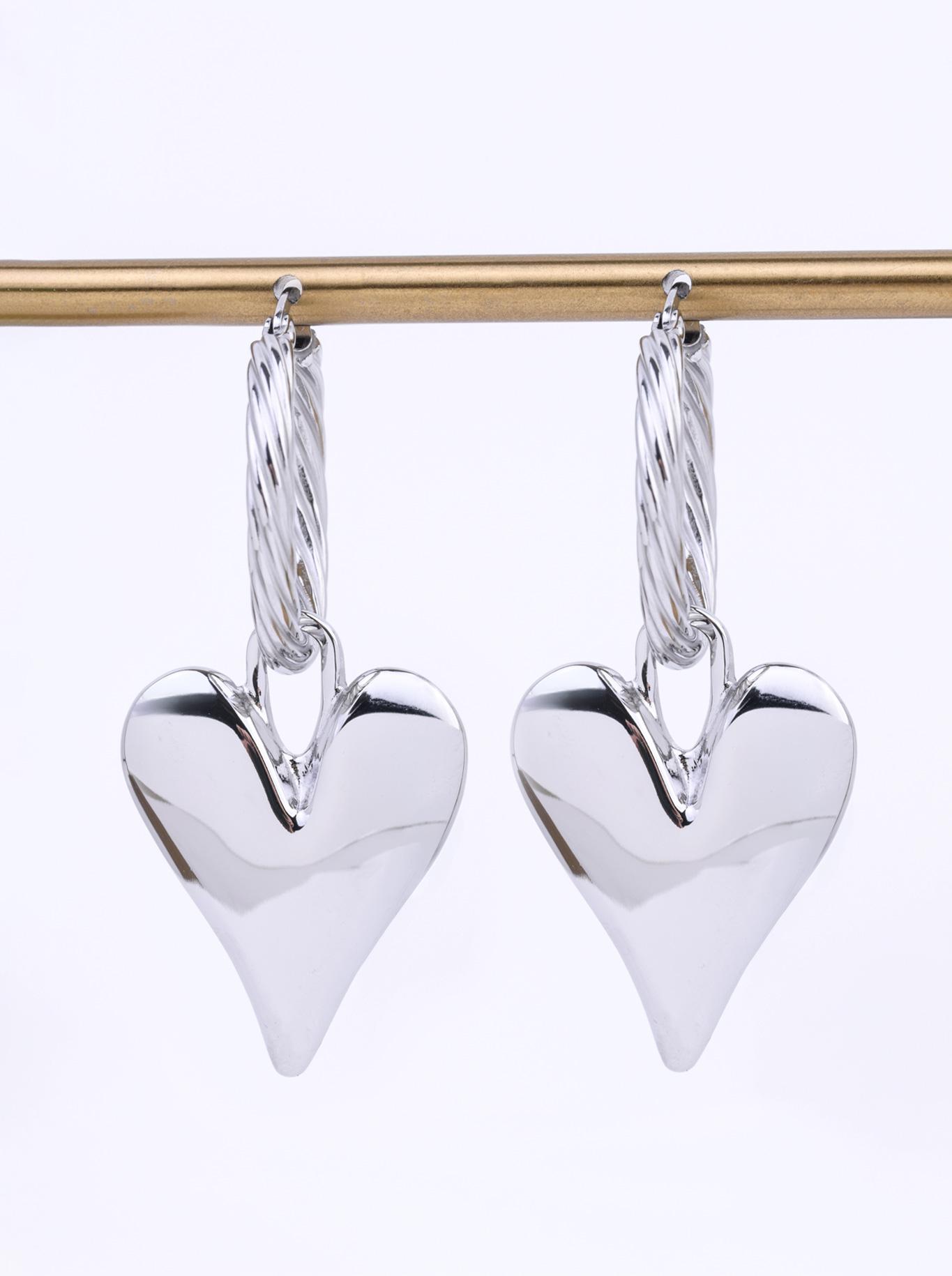 Kolczyki kółko, serce, stal S212667S00