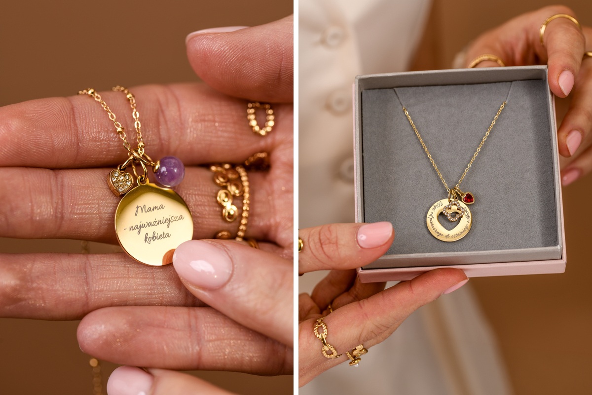 Biżuteria grawerowana od córki na Dzień Mamy