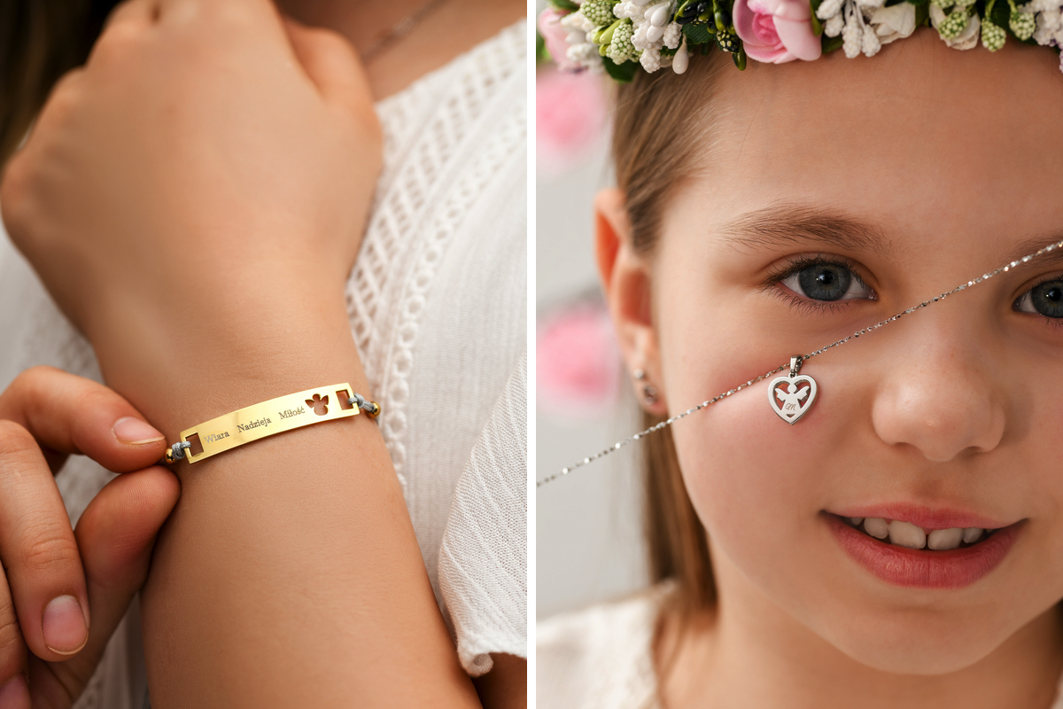 Biżuteria grawerowana na komunię dla dziewczynki